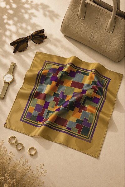 Defne&Apollon İpekçilik Defne Apollon Mozaik 100% Silk Handkerchief 33 X 33 c...