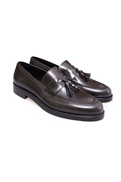 FRANCO CALVANI Gray Color Laceless Genuine Leather Leather Sole Men's Shoes