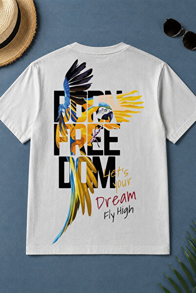 Spoyi Born Freedom dizajnirana 100% pamučna polu-oversize bela majica