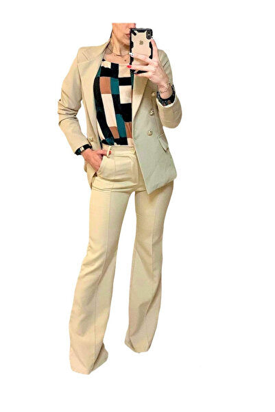 Woman's Fashion Γυναικείο μπεζ σετ με παντελόνι