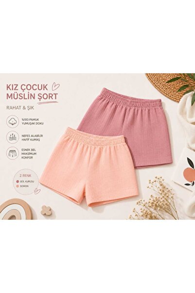 CoolCix Girls' Summer 100% Cotton Muslin Single Shorts 2Pcs-No T-Shirt