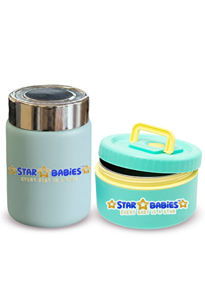 STAR BABiES وعاء طعام من الفولاذ المقاوم للصدأ مع قارورة صغيرة مدمجة