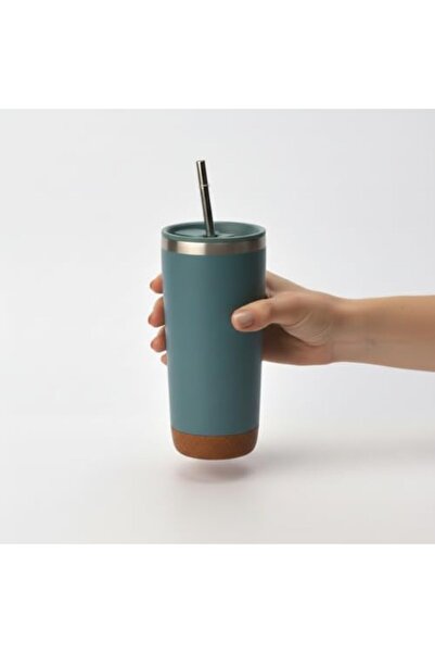 Yıldızan Ysf Shop 590 ml Stainless Steel Thermos Mug with Straw - 4 Color Opt...