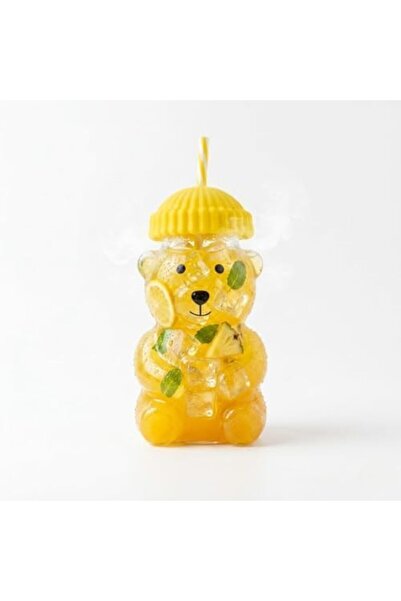 Yıldızan Ysf Shop Cute Bear Shaped Glass Cup, with Straw and Lid, Colorful Um...