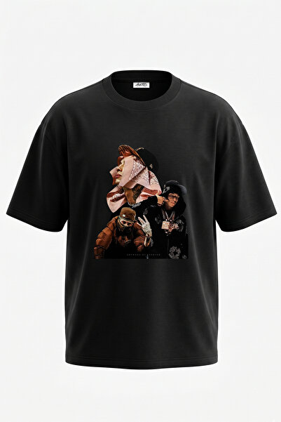 Anetos Central Cee_32 Design Printed Unisex Oversize Black Tshirt