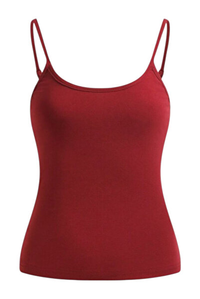 OEM Maiou dama, simplu, rosu, din bumbac elastic, M