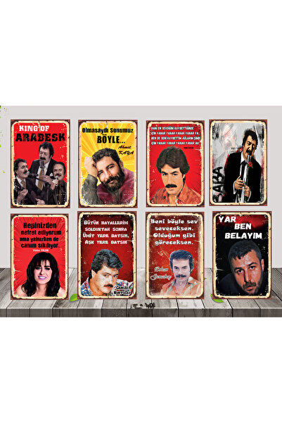 TAKIFİX Müslüm Gürses Ahmet Kaya Azer Bülbül Nostalji 8 Adet 20x30 cm Seti 1 ...