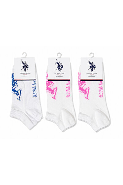 U.S. Polo Assn. Kadın 3’lü Pamuklu Desenli Patik Çorap – Yumuşak, Nefes Alabi...