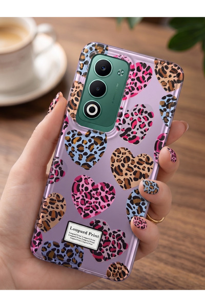 Rivor Oppo A5 4G/5G 2025 Uyumlu Kılıf Kamera Çıkıntılı Çok Renkli Leopar Dese...