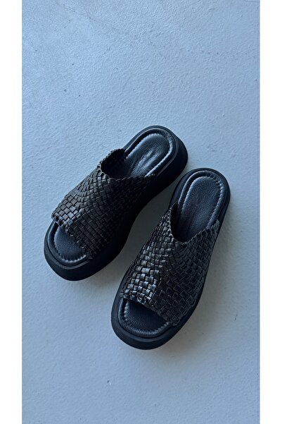 Eataly Shoes İndiamo Black Knitted Model Slippers