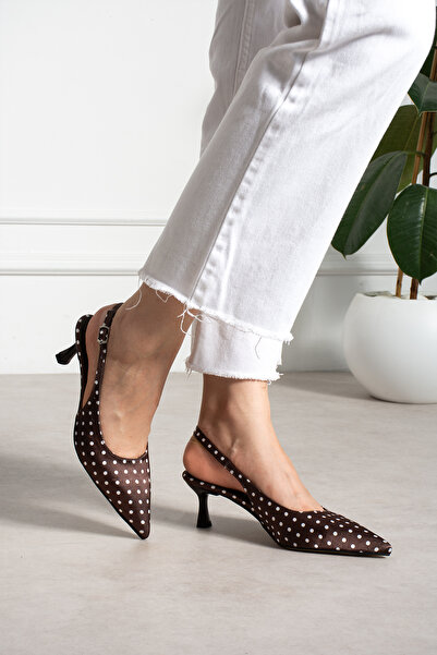 Mio Styllo Joleyn Satin Polka Dot Patterned Short Heel Women's Shoes