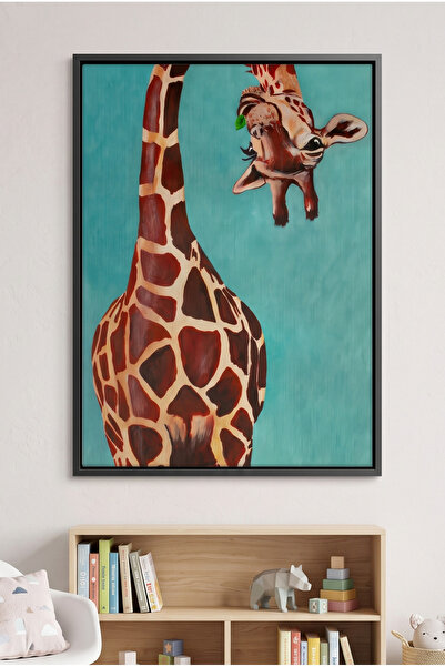 Jasmine Art Funny Giraffe Kids Wall Art | Portrait Framed Canvas Print | Luxu...
