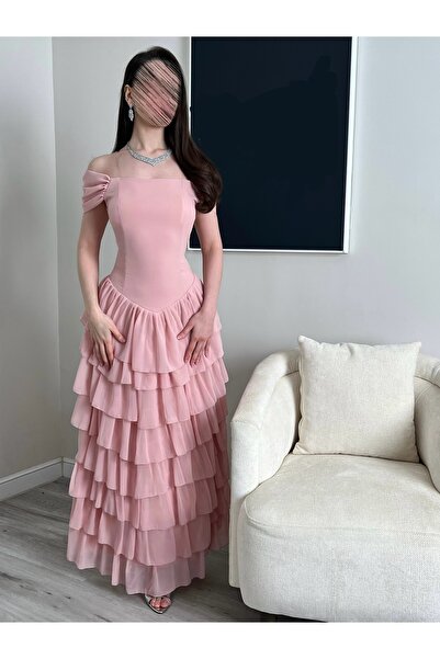 IRMELIN Pink Chiffon Pleated Dress