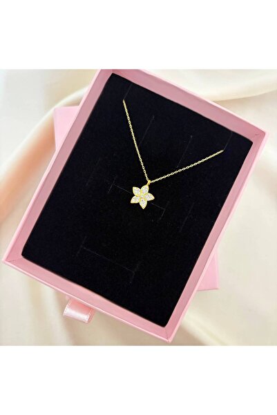 Lovera Jewellery 925 Ayar Gümüş Sertifikalı 14K Gold Renk Zirkon Taşlı Yıldız...