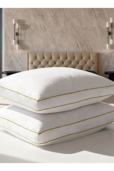 Medical Sleep 2 Pieces Bed Pillow with Double Golden Line 100% Cotton - 800 G...