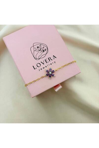Lovera Jewellery 925 Ayar Gümüş Sertifikalı 14K Gold Renk Lotus Çiçeği Bilekl...