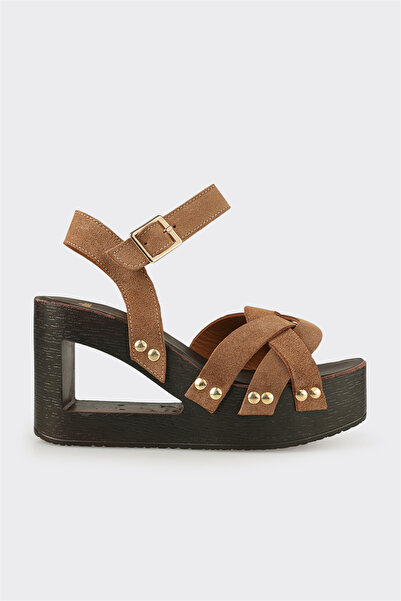 Elle Shoes Vizon Deri Kadın Sandalet