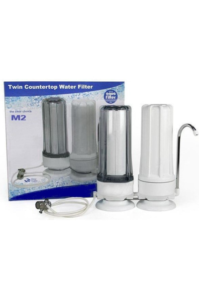 aqua filter M2 Διπλή Συσκευή Φίλτρου Νερού Πάγκου με Βρύση