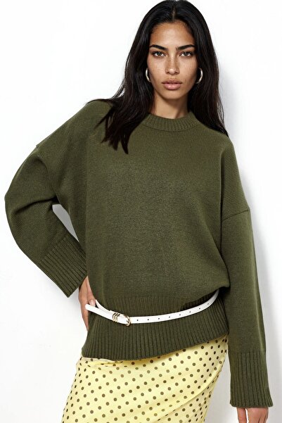 Hiccup Pulover Tricotat Oversize Cu Decolteu Rotund
