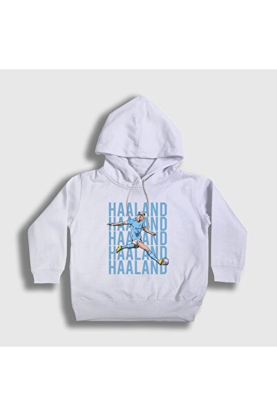 Presmono Unisex Kids White Pop Art Erling Haaland Football Hooded Sweatshirt ...