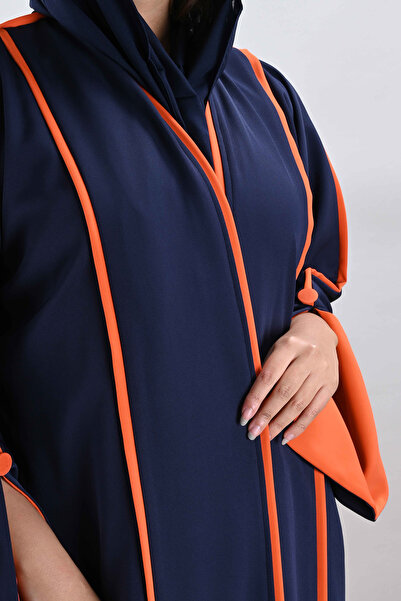 Lavin Crepe Abaya with Orange Trim