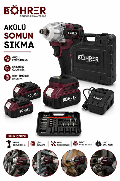 BÖHRER BA011406 ÇİFT AKÜLÜ DARBELİ 450NM ŞARJI SOMUN SIKMA MAKİNESİ