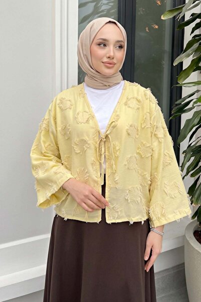 Salih Çelebi Kimono cu detalii cu ciucuri 2352 - GALBEN