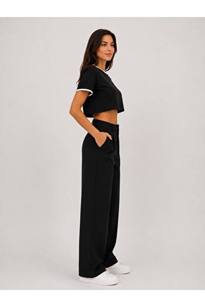 Rouge basıc Zero Collar Crop T-Shirt