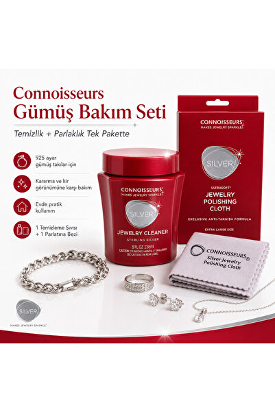 Connoisseurs Gümüş Temizleme Sıvısı ve Gümüş Parlatma Bezi Seti - 925 Ayar Gü...