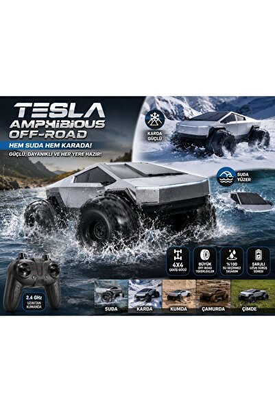 scntoys Uzaktan Kumandalı 4X4 Amfibi Tesla Cybertruck RC Araba 27cm Kumandalı...
