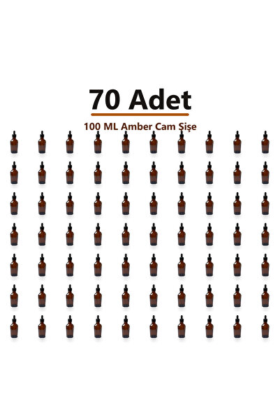 Bel Visu Beauty 100 ML Amber Cam Damlalıklı Boş Yağ ve Serum Şişesi 70 Adet