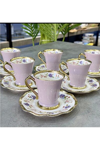 Royking 6 Kişilik 12 Parça Fincan Takımı Mor