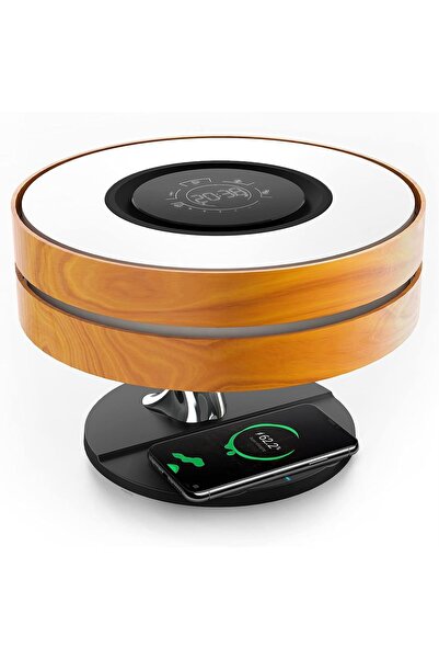 OEM Lampă de Noptieră Birou Boxă Bluetooth Încărcător Wireless 10W Maro