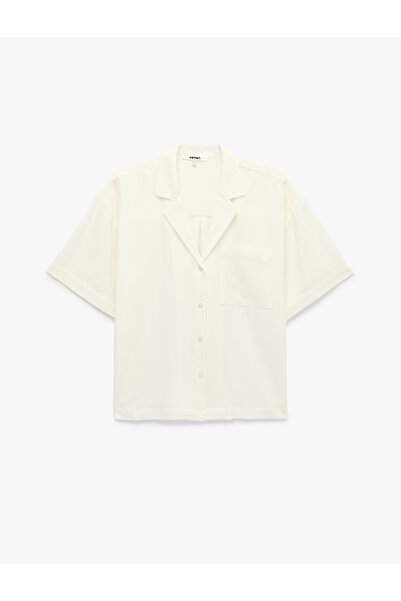 Koton Linen Look Short Sleeve Shirt with Pocket Detail