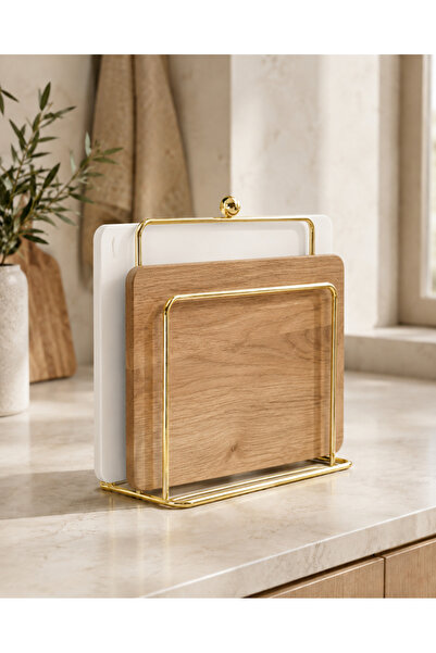 mba decor metal bending art Mira Model Gold Kaplama Kesme Tahtası Standı 20x15x22 cm 3 cm Bölmeli Tezgah Üstü Düzenleyici