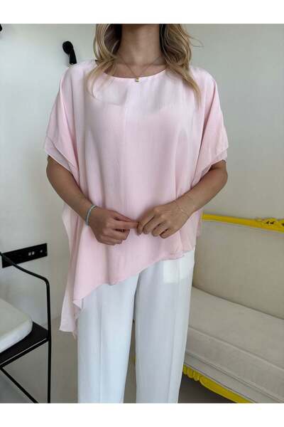 Bade Butik Pink Oversize Asymmetrical Blouse