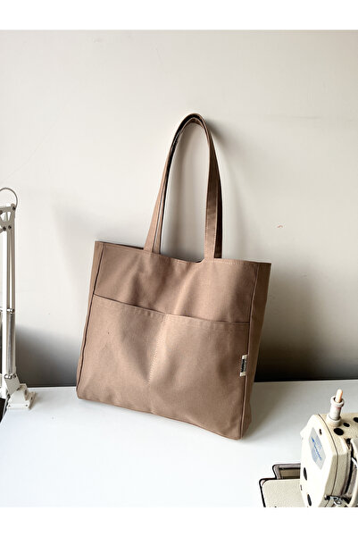 Nora Brown Canvas Shopper Tote Bag, Shoulder Bag
