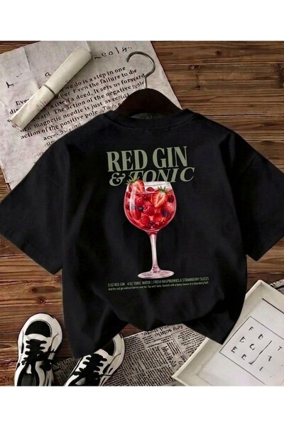 LELVANİ TRICOU DE DAMĂ CU IMPRIMEU ROSĂ GIN TONIC ȘI SUC DE FRUCTE