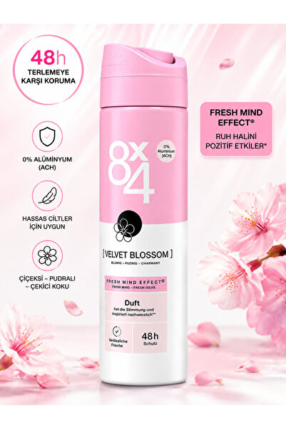 8x4 Velvet Blossom Kadın Deodorant 150 ml Çiçeksi Meyvemsi Koku
