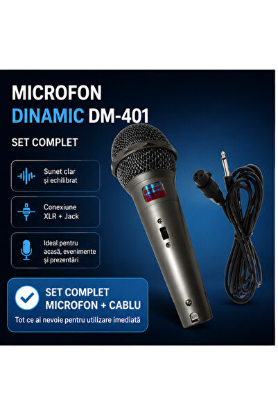 OEM Microfon Unidirectional Dinamic,Cu Fir,Argintiu/ Negru