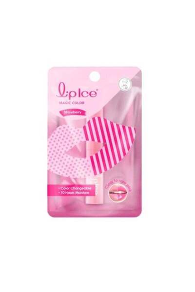 Mentholatum LipIce Magic Color Lip Balm Rose Pink Strawberry 2g, Color-Changi...