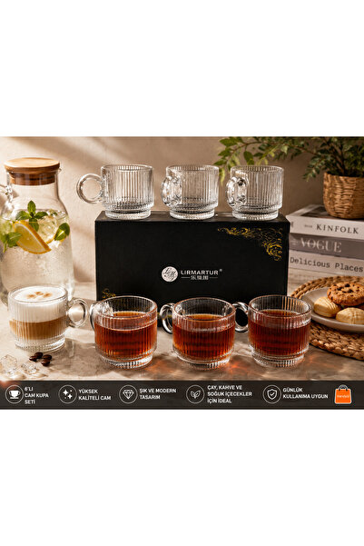 Generic Brand 6-Piece Glass Mug Set Striped