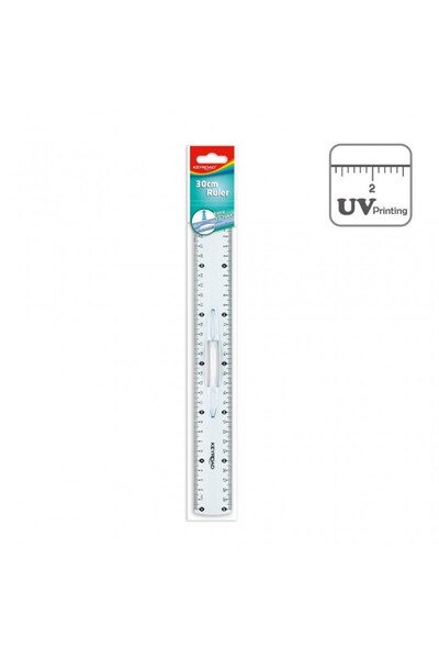 MC Micostore Rigla KR971059, 30cm, plastic, transparent, cu maner, blister