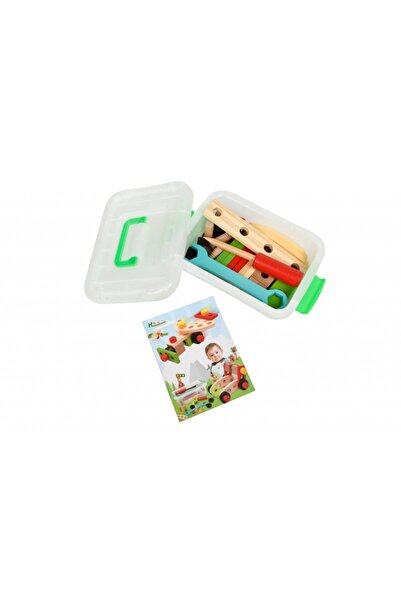 MC Micostore Jucarie educativa lemn, trusa scule+accesorii/caseta PVC cu maner