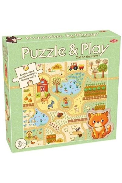 TACTIC Set 9 piese puzzle + 33 piese joc Pisica la ferma, Tactic, Carton, 56 ...