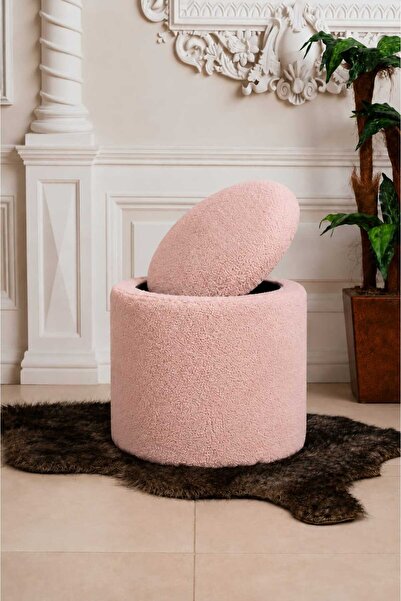 PufyHome Dublin Etna Nil Peluş Çok Amaçlı Dekoratif Pufkoltuk GÜLKURUSU KAPAK...