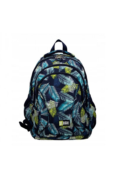 MC Micostore Ghiozdan Tropical Leaves, 4 compartimente, 2 buzunare, negru cu ...