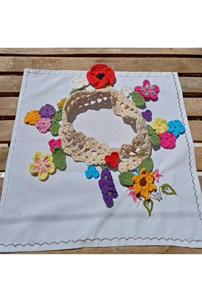 Craft El Örgüsü Çiçek Motifli Takma Yaka - Amigurumi Çiçekli Ajurlu Bebek Çoc...