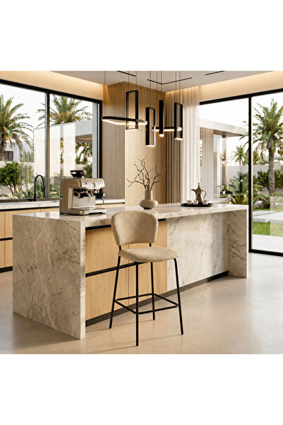 Ebticar Modern Design Bar Stool with Upholstered Seat and Back Metal Legs - B...