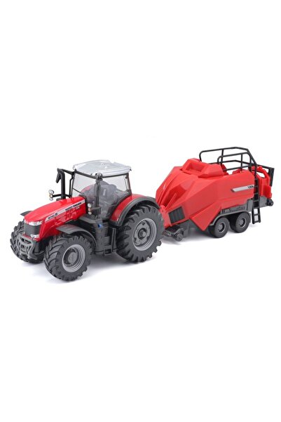 BBURAGO Macheta Tractor Massey Ferguson cu utilaj de fan - 1/50